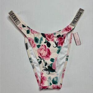 Victoria's Secret Brazilian Bling Straps Floral Bikini Bottom M